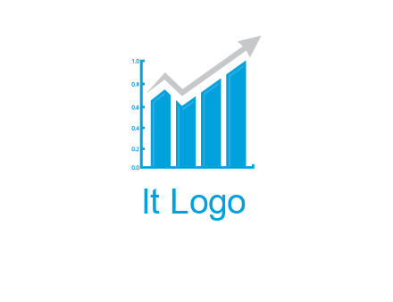 bars showing business profit showed by an arrow  logo
