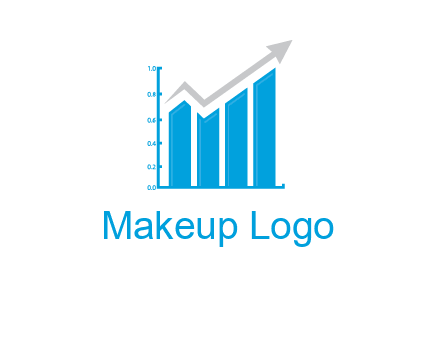 bars showing business profit showed by an arrow  logo