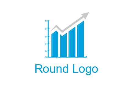 bars showing business profit showed by an arrow  logo