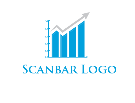 bars showing business profit showed by an arrow  logo
