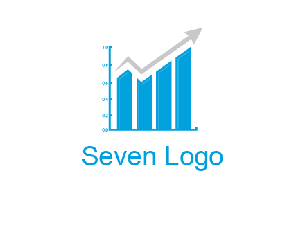 bars showing business profit showed by an arrow  logo