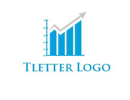 bars showing business profit showed by an arrow  logo