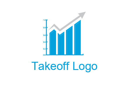 bars showing business profit showed by an arrow  logo