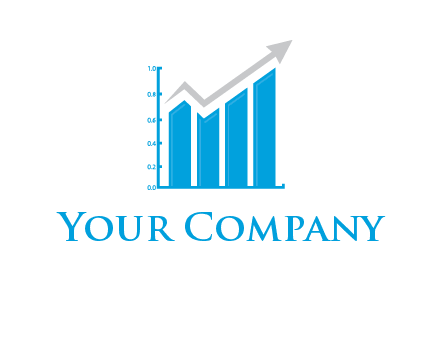 bars showing business profit showed by an arrow  logo