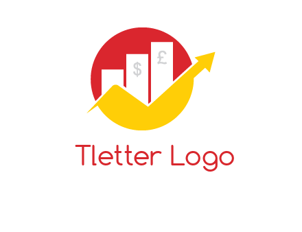 financing bars in front of circle showing profit with arrow logo