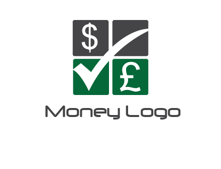 two money sign inside the four square box logo