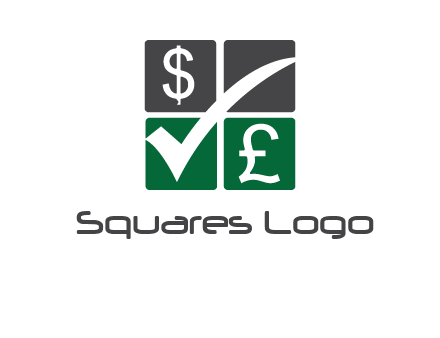 two money sign inside the four square box logo