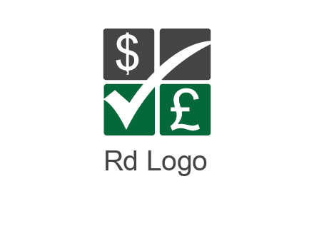 two money sign inside the four square box logo