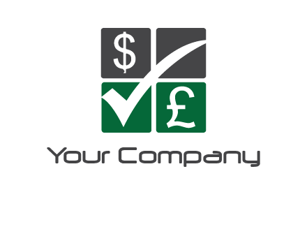 two money sign inside the four square box logo
