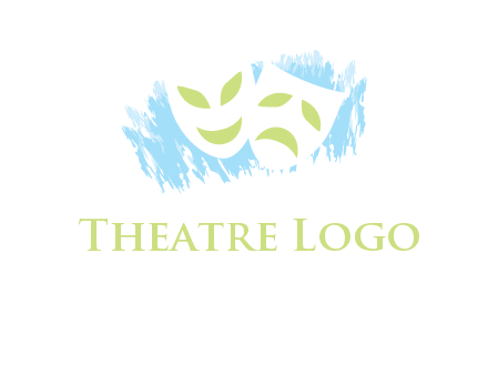 theater mask in front of artistic background logo