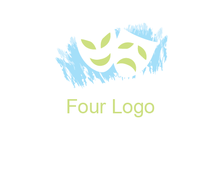 theater mask in front of artistic background logo