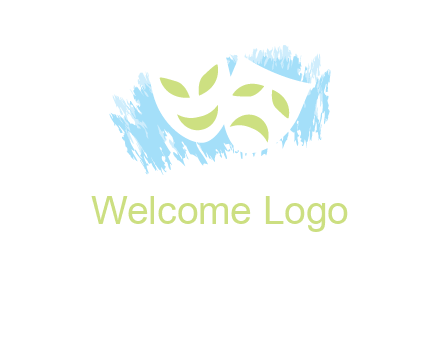 theater mask in front of artistic background logo
