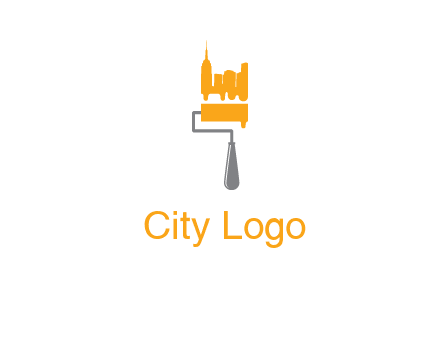city escape drawn by paint brush logo