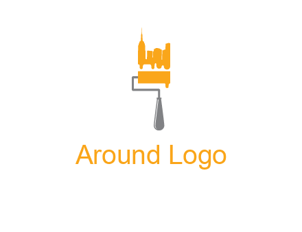 city escape drawn by paint brush logo
