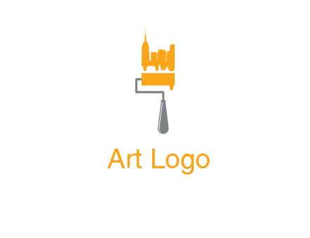 city escape drawn by paint brush logo