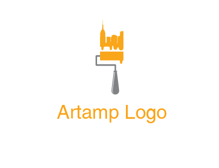 city escape drawn by paint brush logo