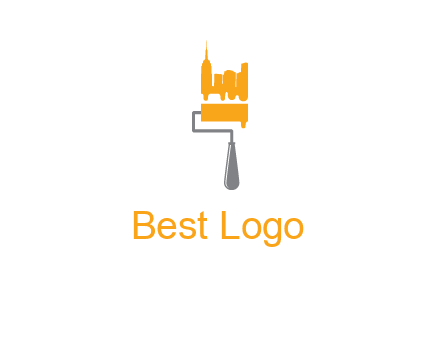 city escape drawn by paint brush logo