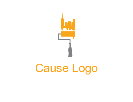 city escape drawn by paint brush logo