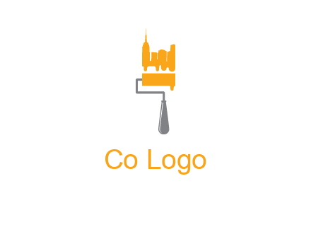 city escape drawn by paint brush logo