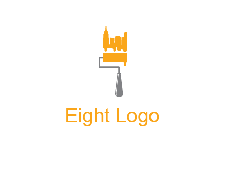 city escape drawn by paint brush logo