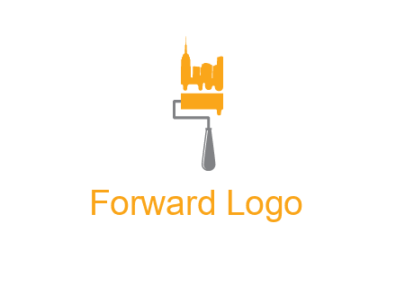 city escape drawn by paint brush logo