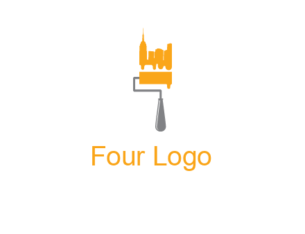 city escape drawn by paint brush logo