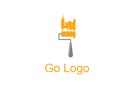 city escape drawn by paint brush logo