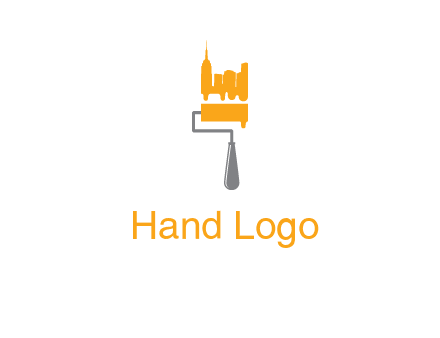 city escape drawn by paint brush logo