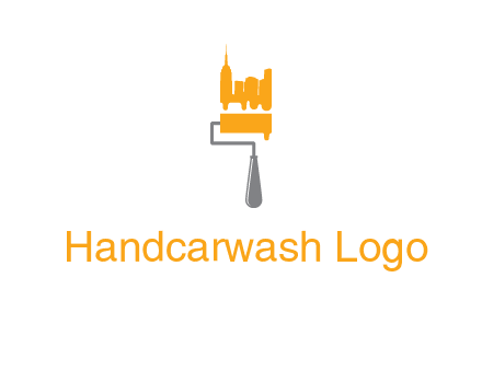 city escape drawn by paint brush logo