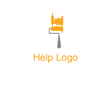city escape drawn by paint brush logo