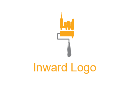 city escape drawn by paint brush logo