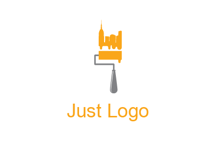 city escape drawn by paint brush logo