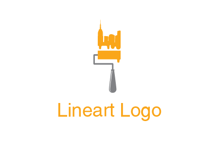 city escape drawn by paint brush logo
