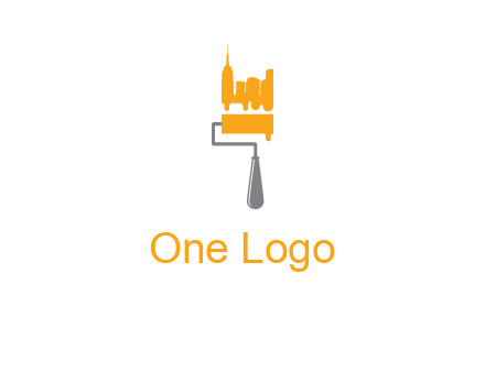 city escape drawn by paint brush logo
