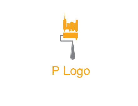 city escape drawn by paint brush logo