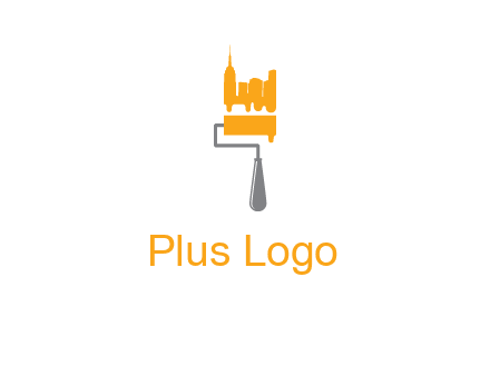 city escape drawn by paint brush logo