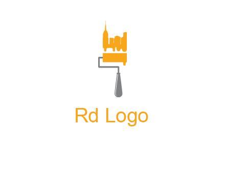 city escape drawn by paint brush logo