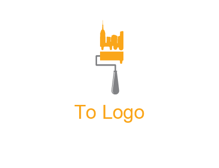 city escape drawn by paint brush logo