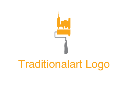 city escape drawn by paint brush logo