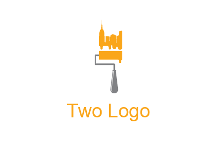 city escape drawn by paint brush logo