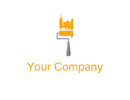 city escape drawn by paint brush logo