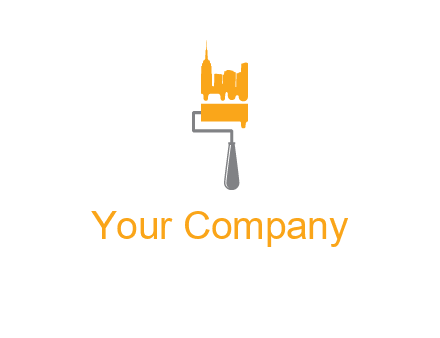 city escape drawn by paint brush logo
