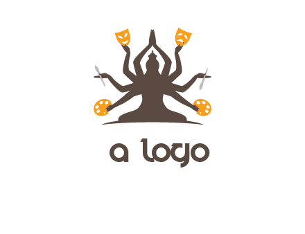 goddess holding art tools logo