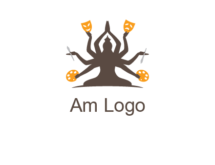 goddess holding art tools logo