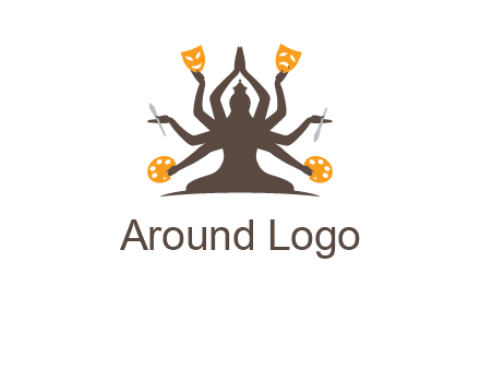 goddess holding art tools logo