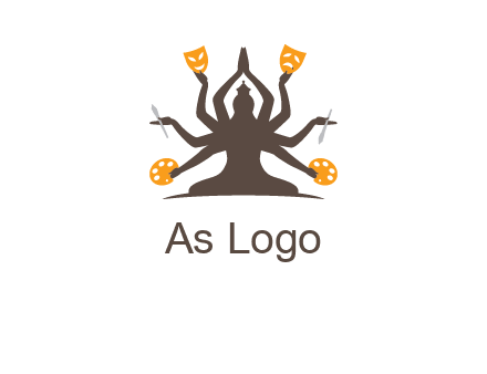 goddess holding art tools logo