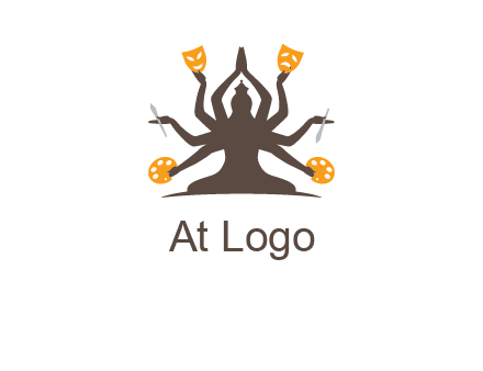 goddess holding art tools logo