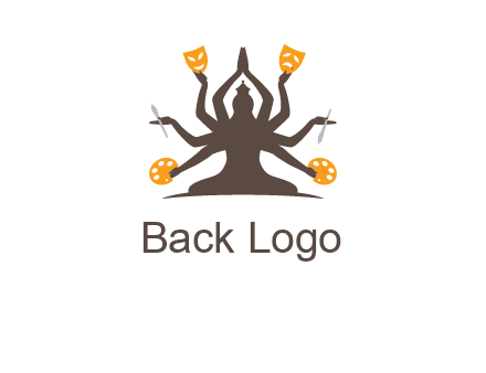 goddess holding art tools logo