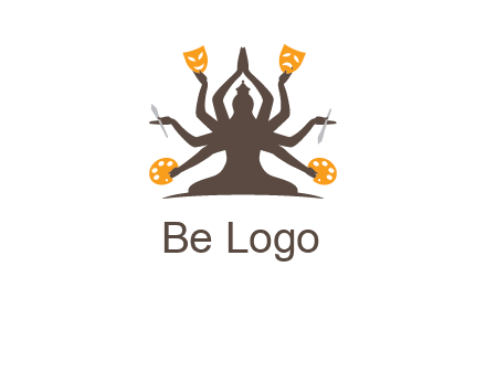 goddess holding art tools logo