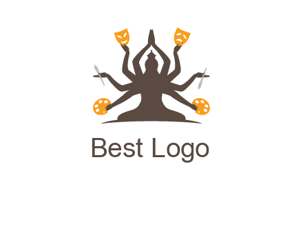 goddess holding art tools logo